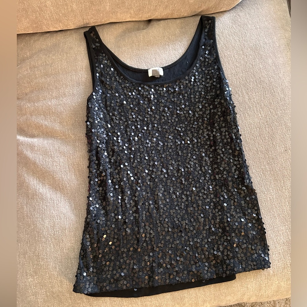 Old Navy Black Sequin Tank Top
